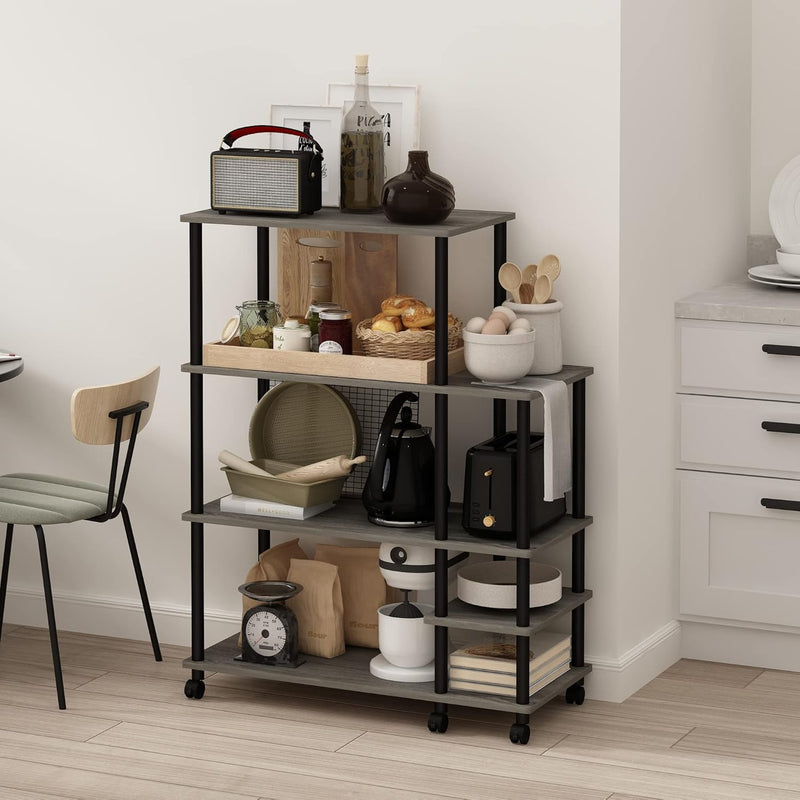 Turn-N-Tube Bakers Rack with Wheels 4-Tier Kitchen Storage