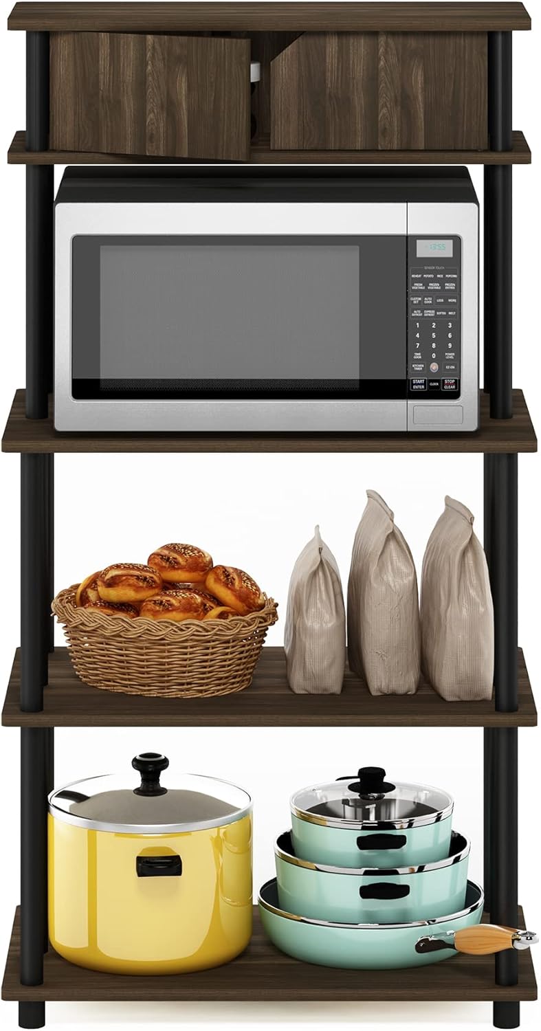 Turn-N-Tube Bakers Rack with Wheels 4-Tier Kitchen Storage