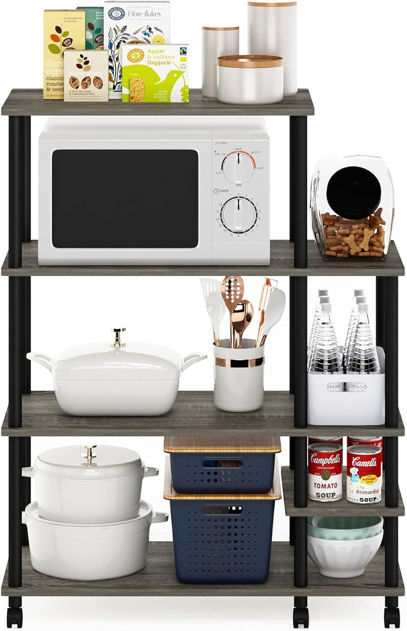 Turn-N-Tube Bakers Rack with Wheels 4-Tier Kitchen Storage