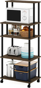 Turn-N-Tube Bakers Rack with Wheels 4-Tier Kitchen Storage