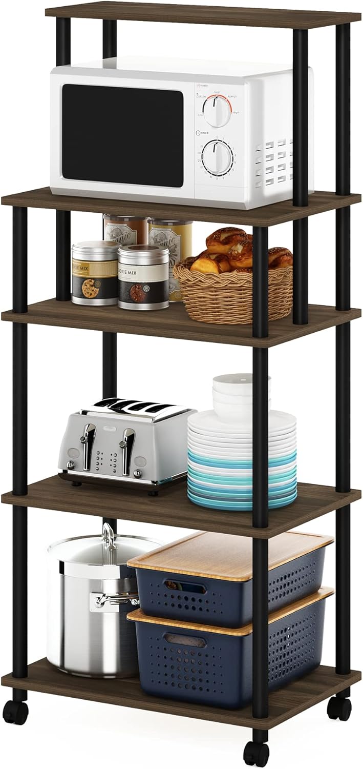 Turn-N-Tube Bakers Rack with Wheels 4-Tier Kitchen Storage