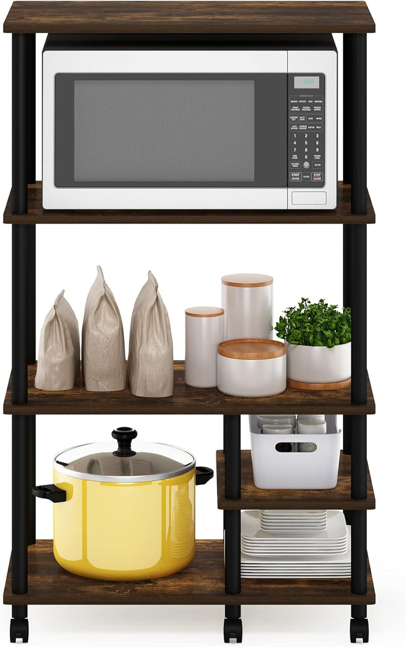 Turn-N-Tube Bakers Rack with Wheels 4-Tier Kitchen Storage