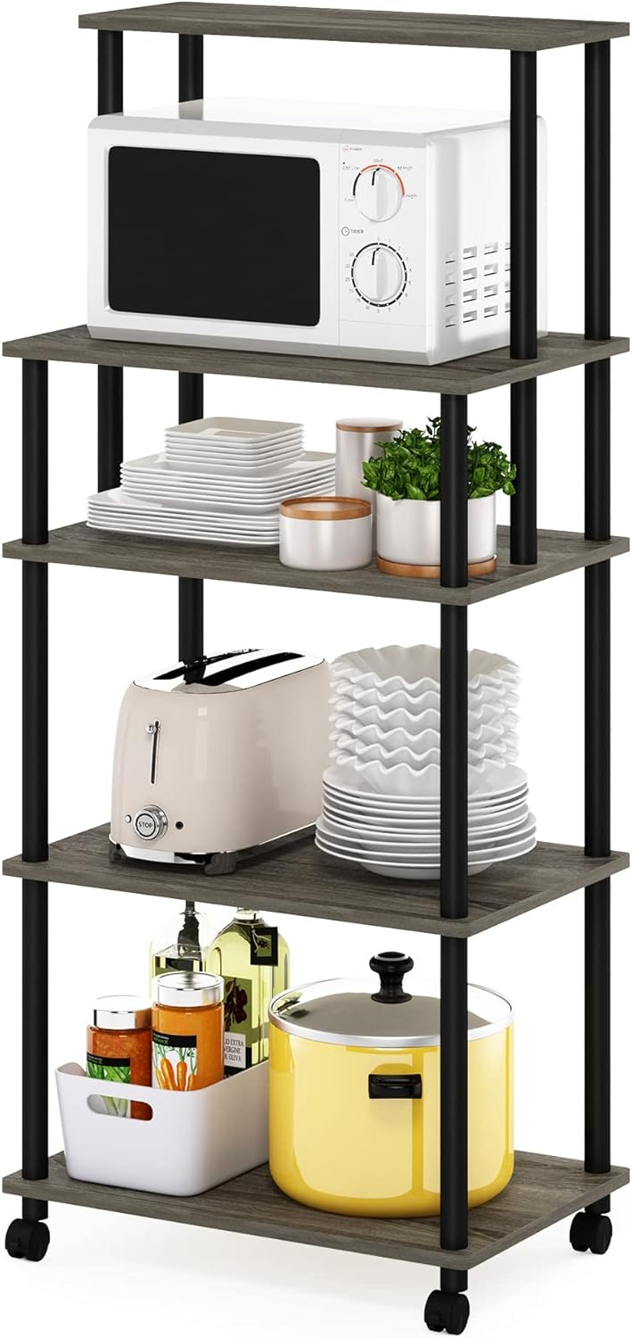 Turn-N-Tube Bakers Rack with Wheels 4-Tier Kitchen Storage
