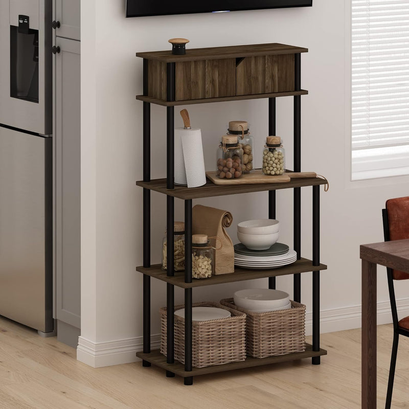 Turn-N-Tube Bakers Rack with Wheels 4-Tier Kitchen Storage