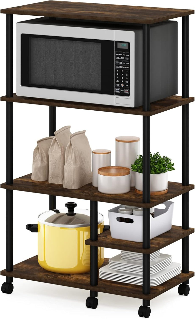 Turn-N-Tube Bakers Rack with Wheels 4-Tier Kitchen Storage
