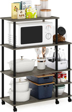 Turn-N-Tube Bakers Rack with Wheels 4-Tier Kitchen Storage