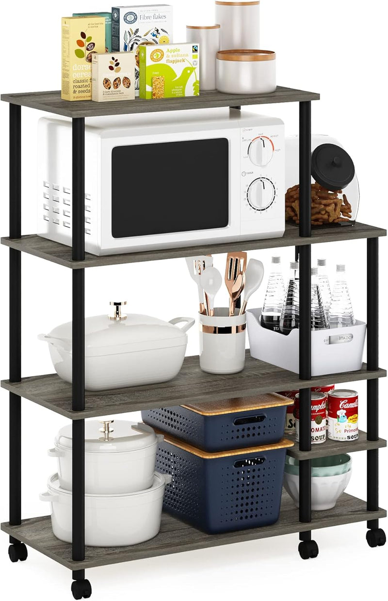 Turn-N-Tube Bakers Rack with Wheels 4-Tier Kitchen Storage