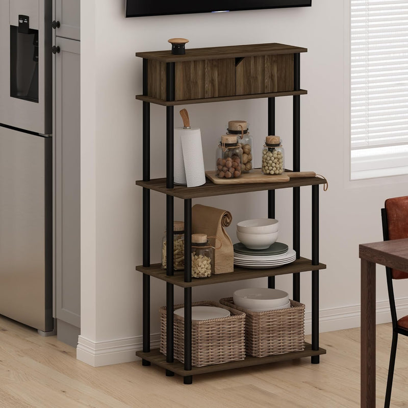 Turn-N-Tube Bakers Rack with Wheels 4-Tier Kitchen Storage