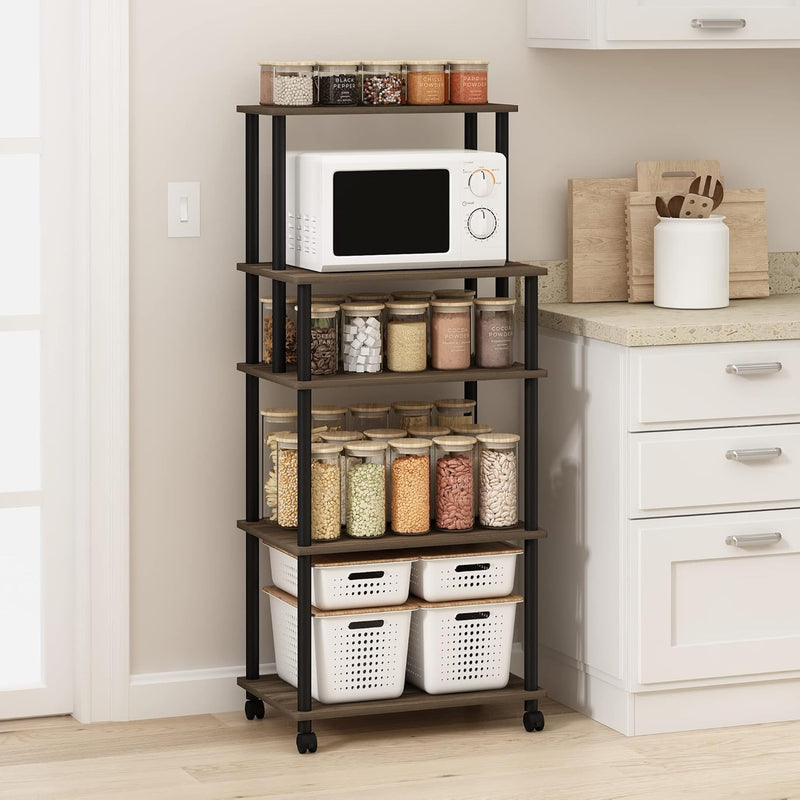 Turn-N-Tube Bakers Rack with Wheels 4-Tier Kitchen Storage