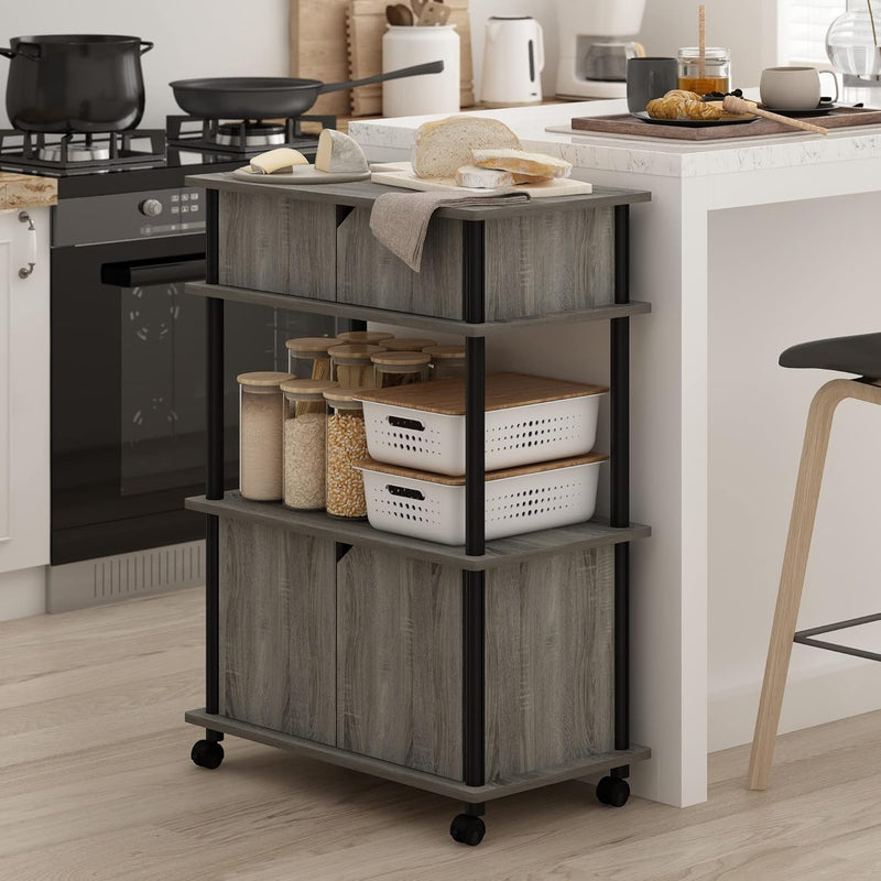 Turn-N-Tube Bakers Rack with Wheels 4-Tier Kitchen Storage