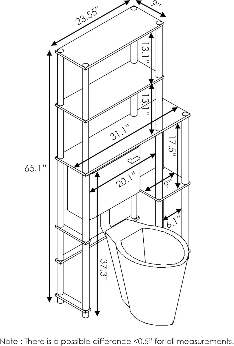 Turn-N-Tube Over the Toilet Storage 5-Shelf Organiser