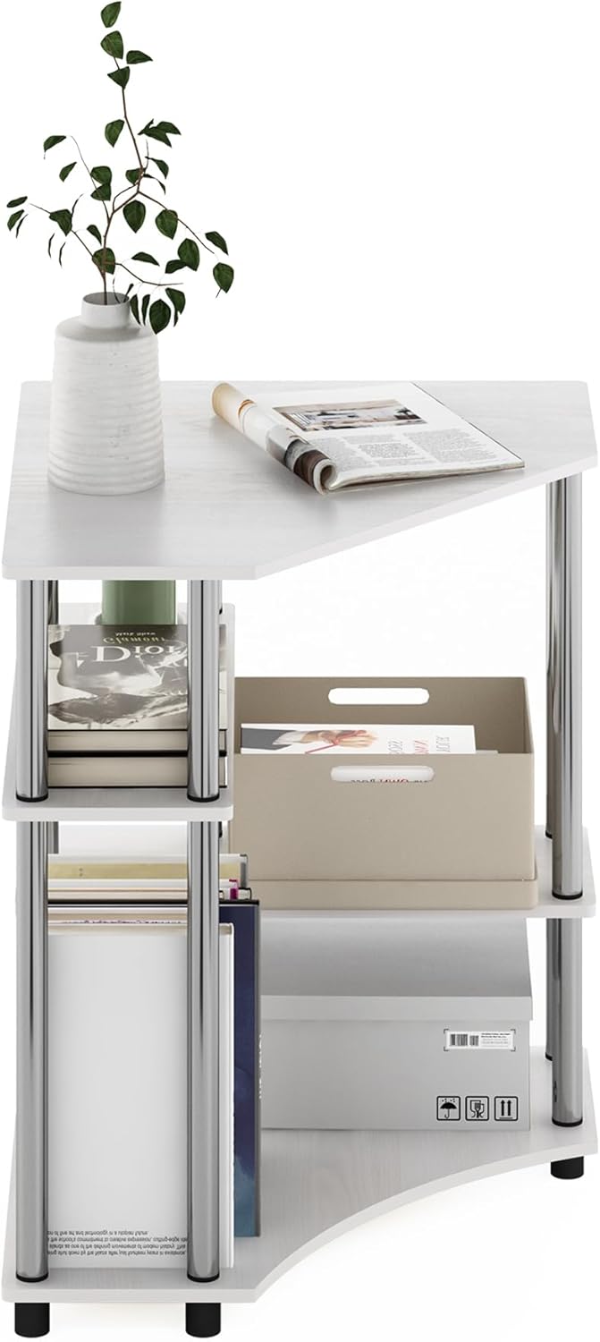 Turn-N-Tube Space Saving Corner Desk with Shelves Oak