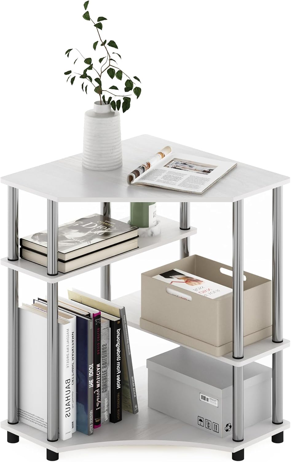 Turn-N-Tube Space Saving Corner Desk with Shelves Oak