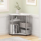 Turn-N-Tube Space Saving Corner Desk with Shelves Oak