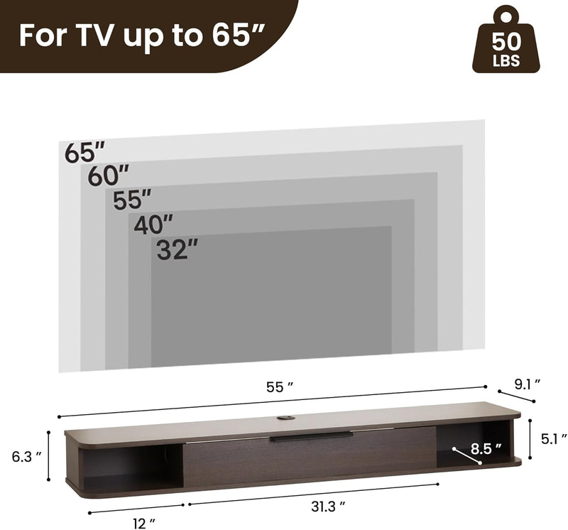 TV Cabinet Stand 140CM Floating Media Console Under