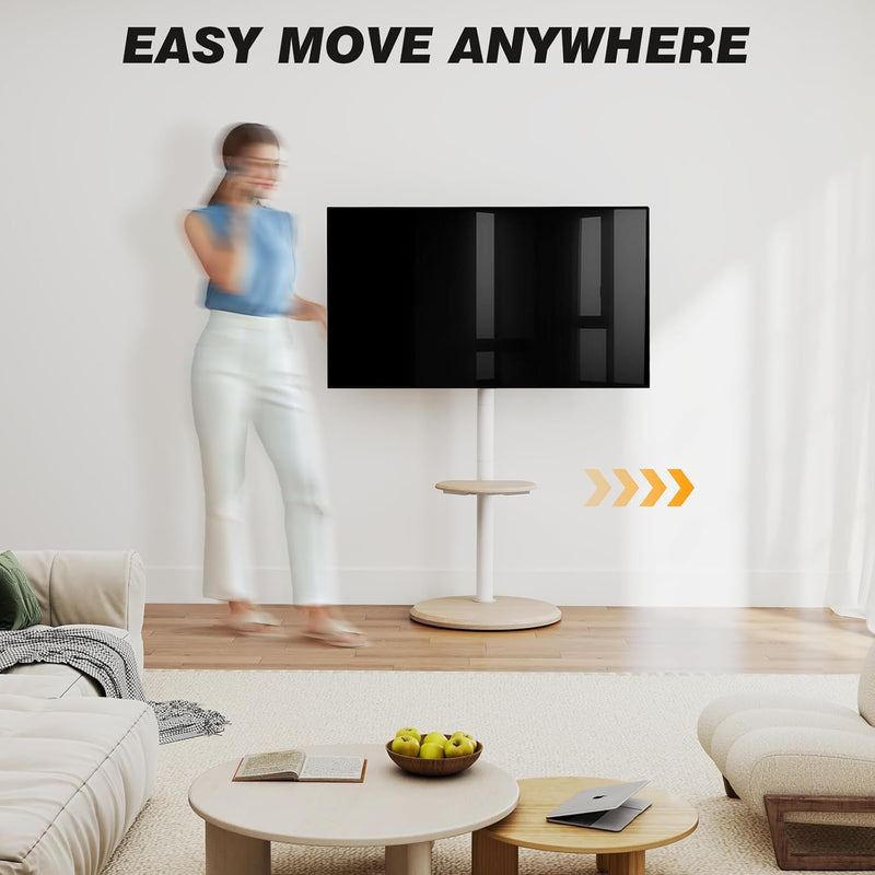 TV Floor Stand with Hidden Wheels for 32-65