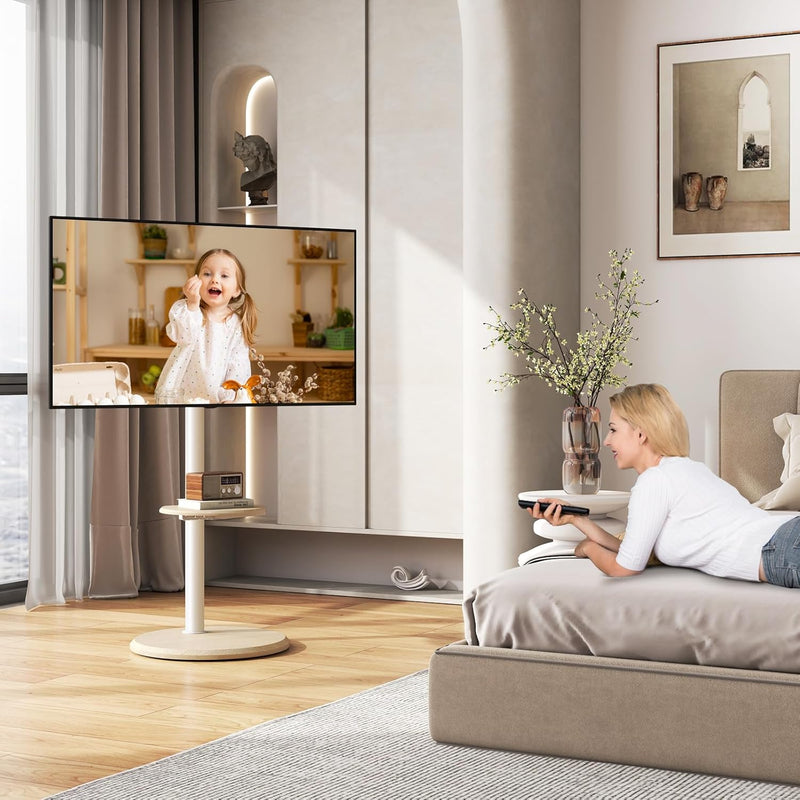 TV Floor Stand with Hidden Wheels for 32-65