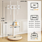 TV Floor Stand with Hidden Wheels for 32-65