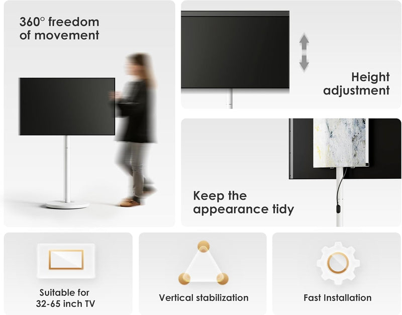 TV Floor Stand with Wheels for 32-65 Inch