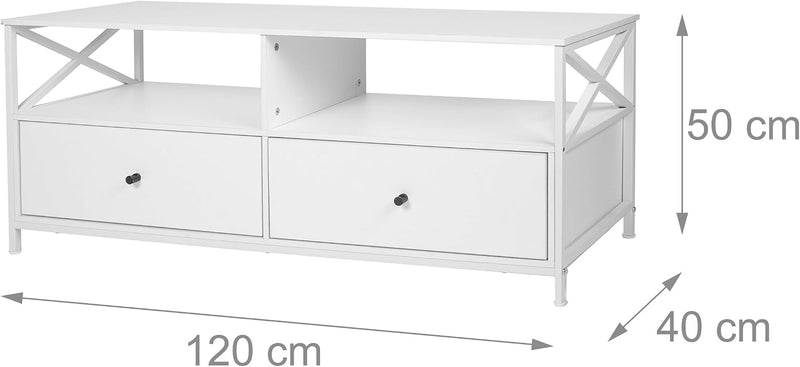 TV Lowboard with 2 Compartments Drawers Fits Up