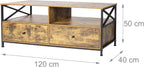 TV Lowboard with 2 Compartments Drawers Fits Up