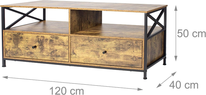 TV Lowboard with 2 Compartments Drawers Fits Up