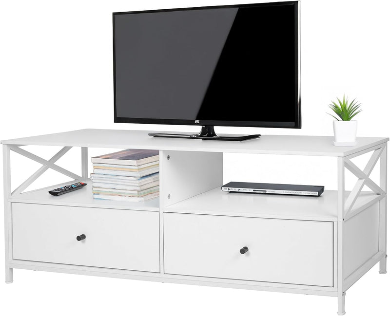 TV Lowboard with 2 Compartments Drawers Fits Up