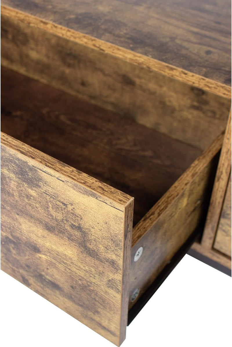 TV Lowboard with 2 Compartments Drawers Fits Up