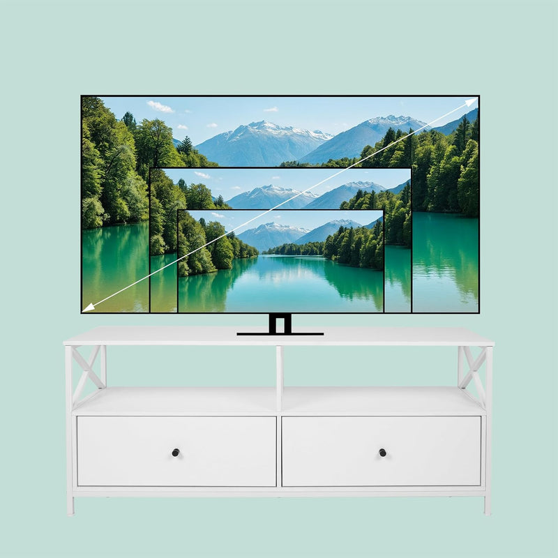 TV Lowboard with 2 Compartments Drawers Fits Up