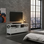 TV Lowboard with 2 Compartments Drawers Fits Up