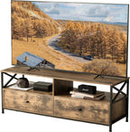 TV Lowboard with 2 Compartments Drawers Fits Up