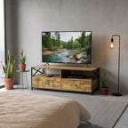 TV Lowboard with 2 Compartments Drawers Fits Up