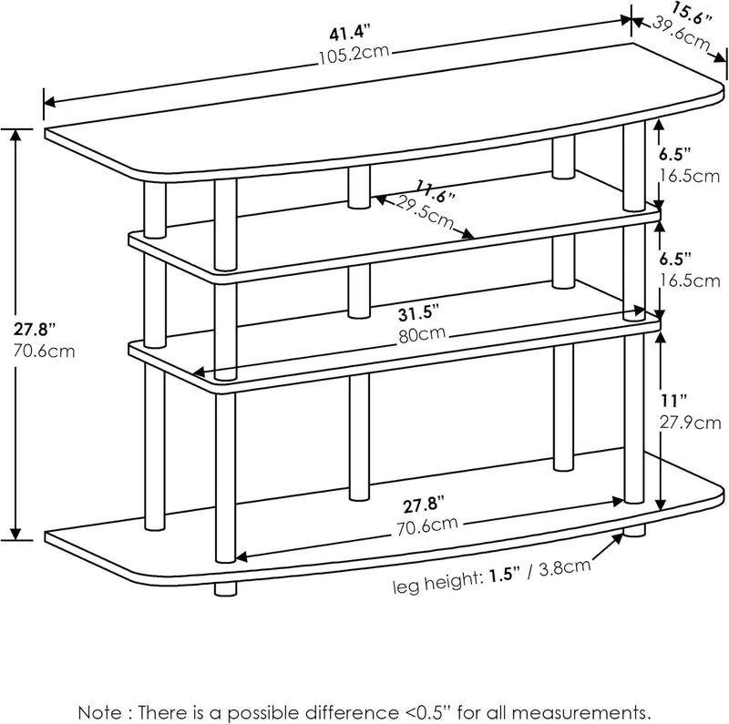 TV Stand 3-Tier Entertainment Centre Console for Up