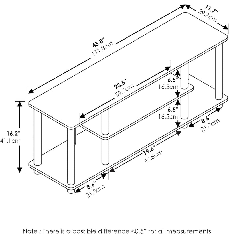 TV Stand 3-Tier Entertainment Centre with Open Shelves