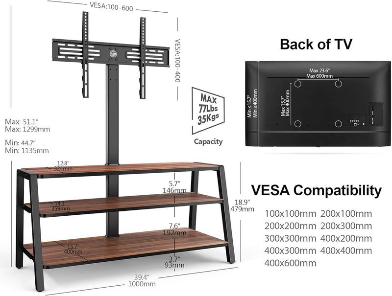 TV Stand Cabinet with Bracket for 37" 70