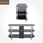 TV Stand Glass 100CM Wide with Shelves