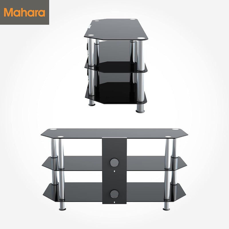 TV Stand Glass 100CM Wide with Shelves