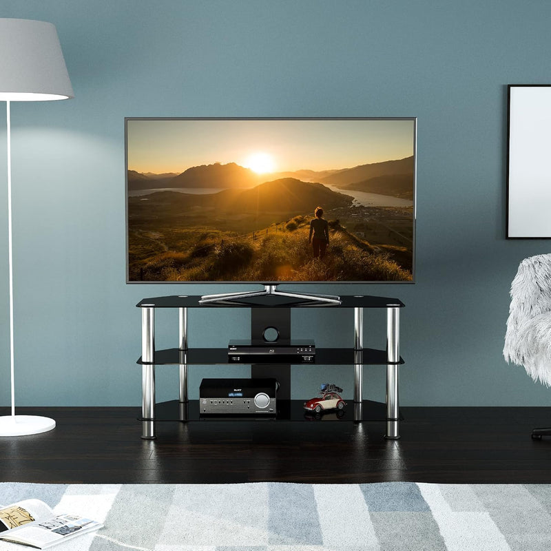 TV Stand Glass 100CM Wide with Shelves