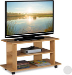 TV Stand on Castors 2 Compartments Console Receiver