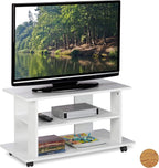 TV Stand on Castors 2 Compartments Console Receiver