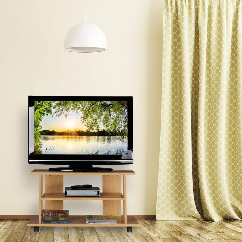 TV Stand on Castors 2 Compartments Console Receiver