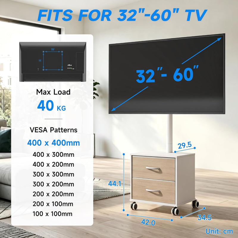 TV Stand on Wheels for 32-60 Inch LED