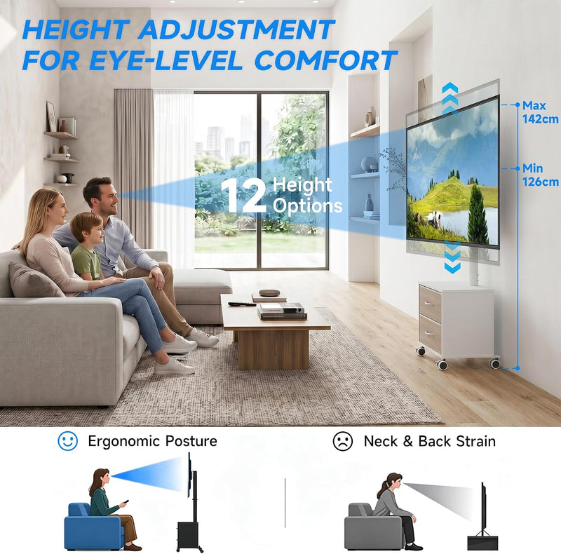 TV Stand on Wheels for 32-60 Inch LED