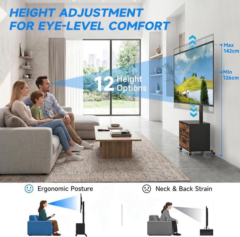 TV Stand on Wheels for 32-60 Inch LED