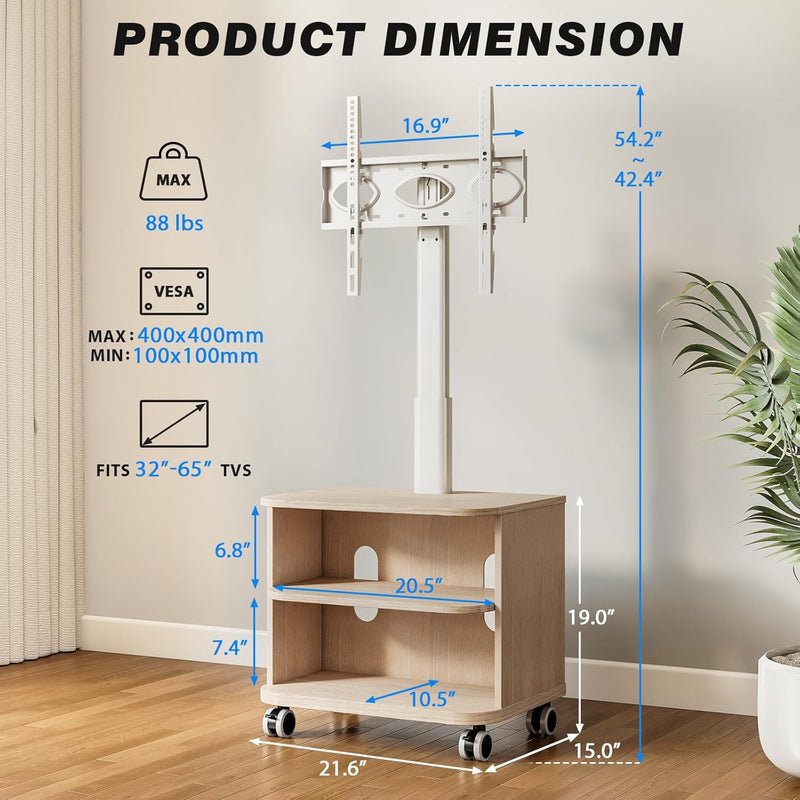 TV Stand on Wheels for 32-65 Inch Flat