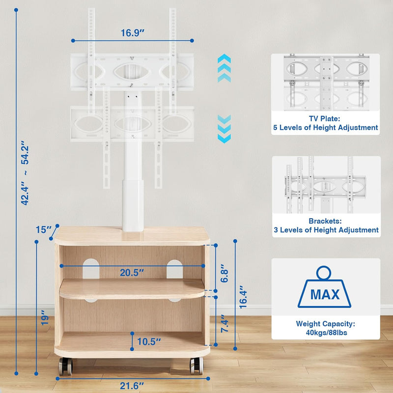 TV Stand on Wheels for 32-65 Inch Flat