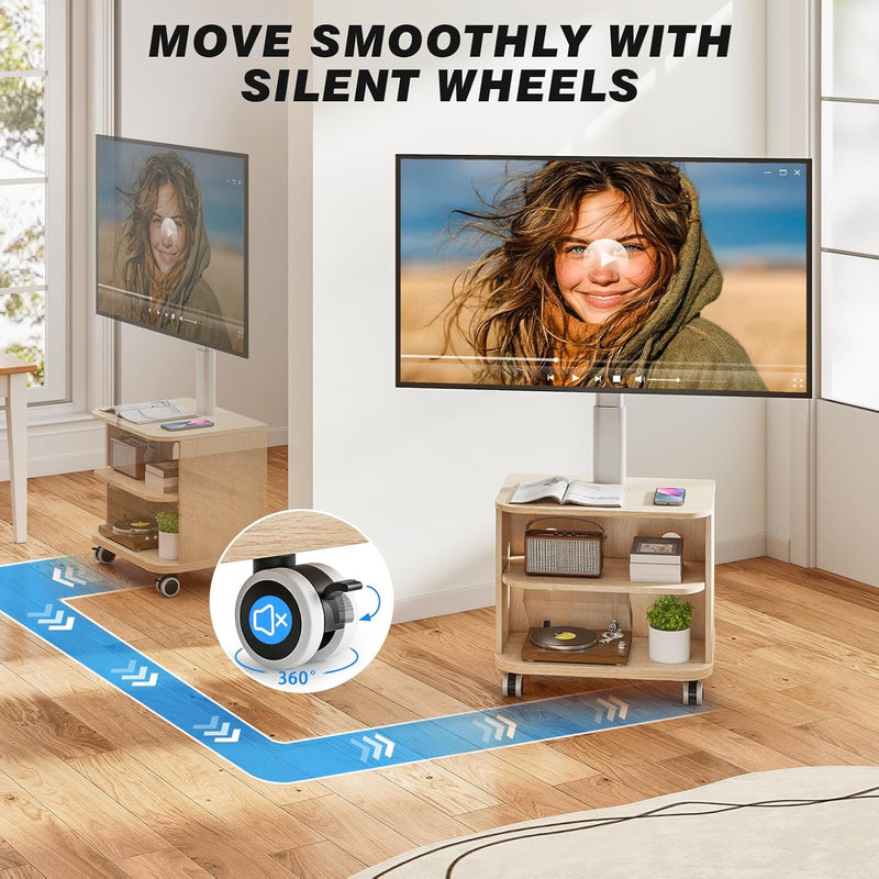 TV Stand on Wheels for 32-65 Inch Flat