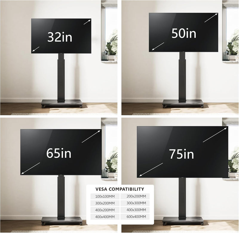 TV Stand on Wheels for 32-75 Inch Landscape