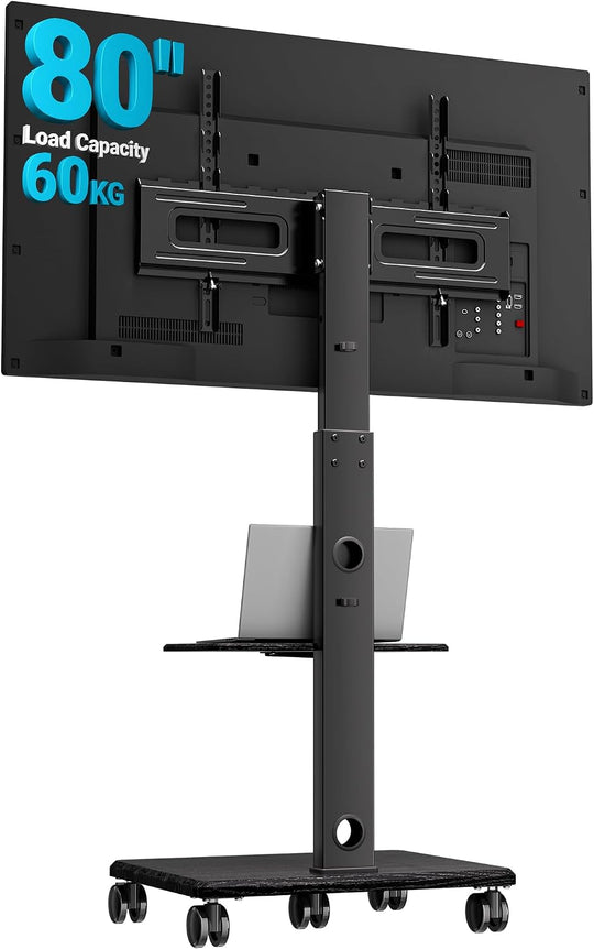 TV Stand on Wheels Height Adjustable Floor Mount