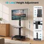 TV Stand on Wheels Height Adjustable Floor Mount